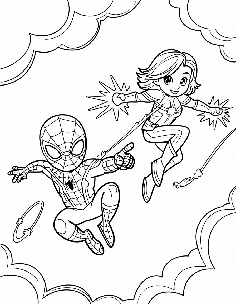 Spider-Man with Captain Marvel